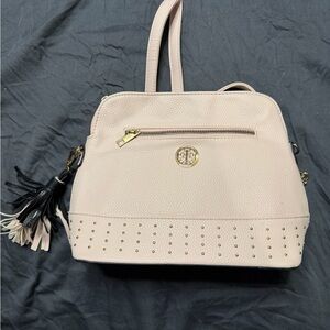 Blush Pink Studded Dome Shoulder Bag with Tassel Charm